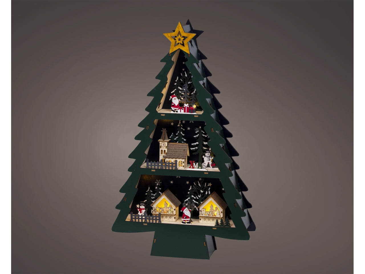 Scenario albero 55cm in legno con led a batteria