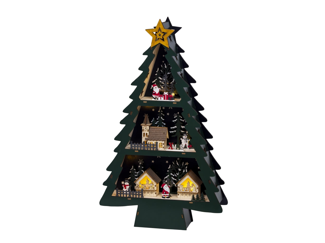 Scenario albero 55cm in legno con led a batteria
