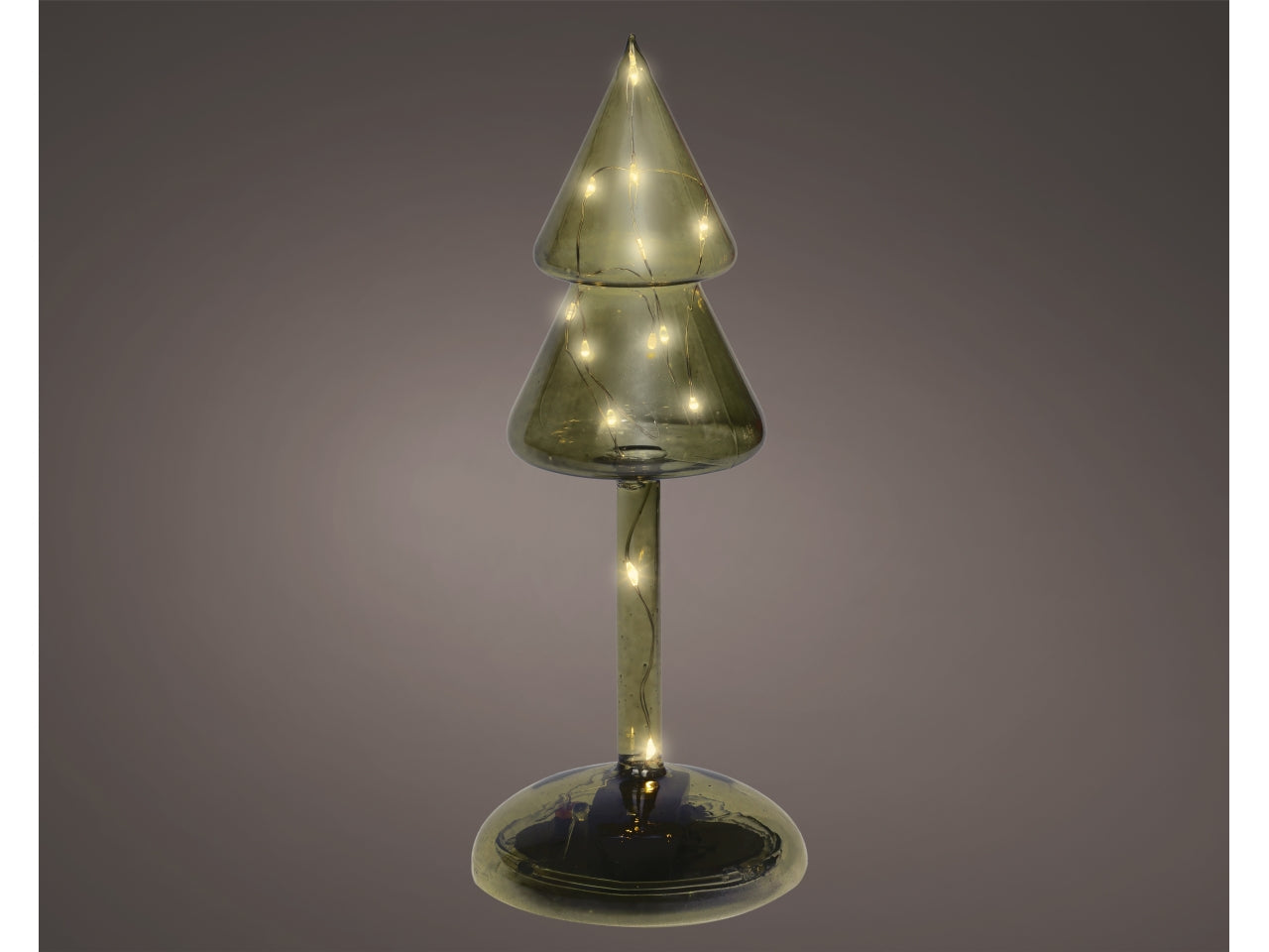 Albero vetro 19cm con led bianco caldo a batteria verde