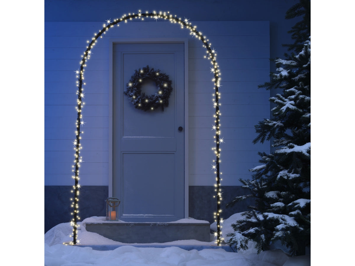 Arco luci 500led bianco caldo con 8 funzioni effetto scintillante 130x230cm maxi per uso esterno