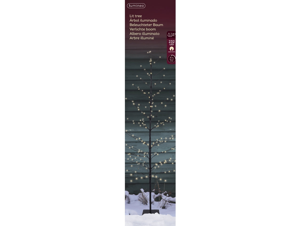 Albero in metallo 180cm 232led bianco caldo fisse per uso esterno