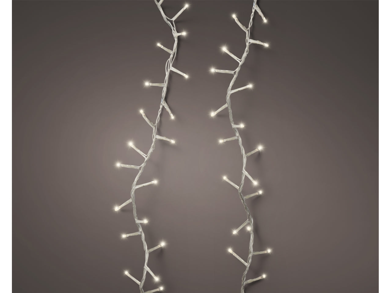 Catena luci 3000led bianco caldo 8 funzioni 60mt filo trasparente per uso interno/esterno