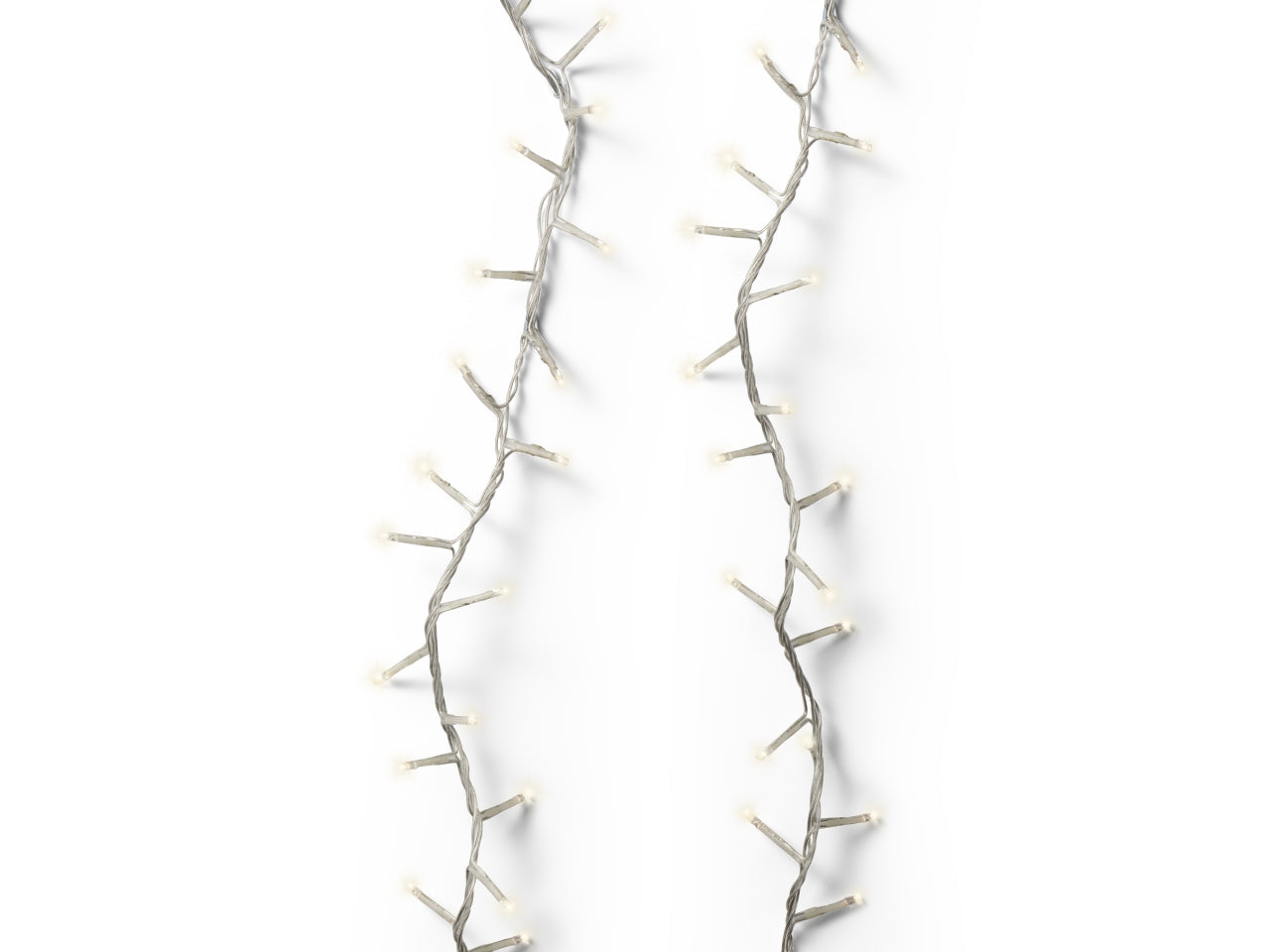 Catena luci 3000led bianco caldo 8 funzioni 60mt filo trasparente per uso interno/esterno