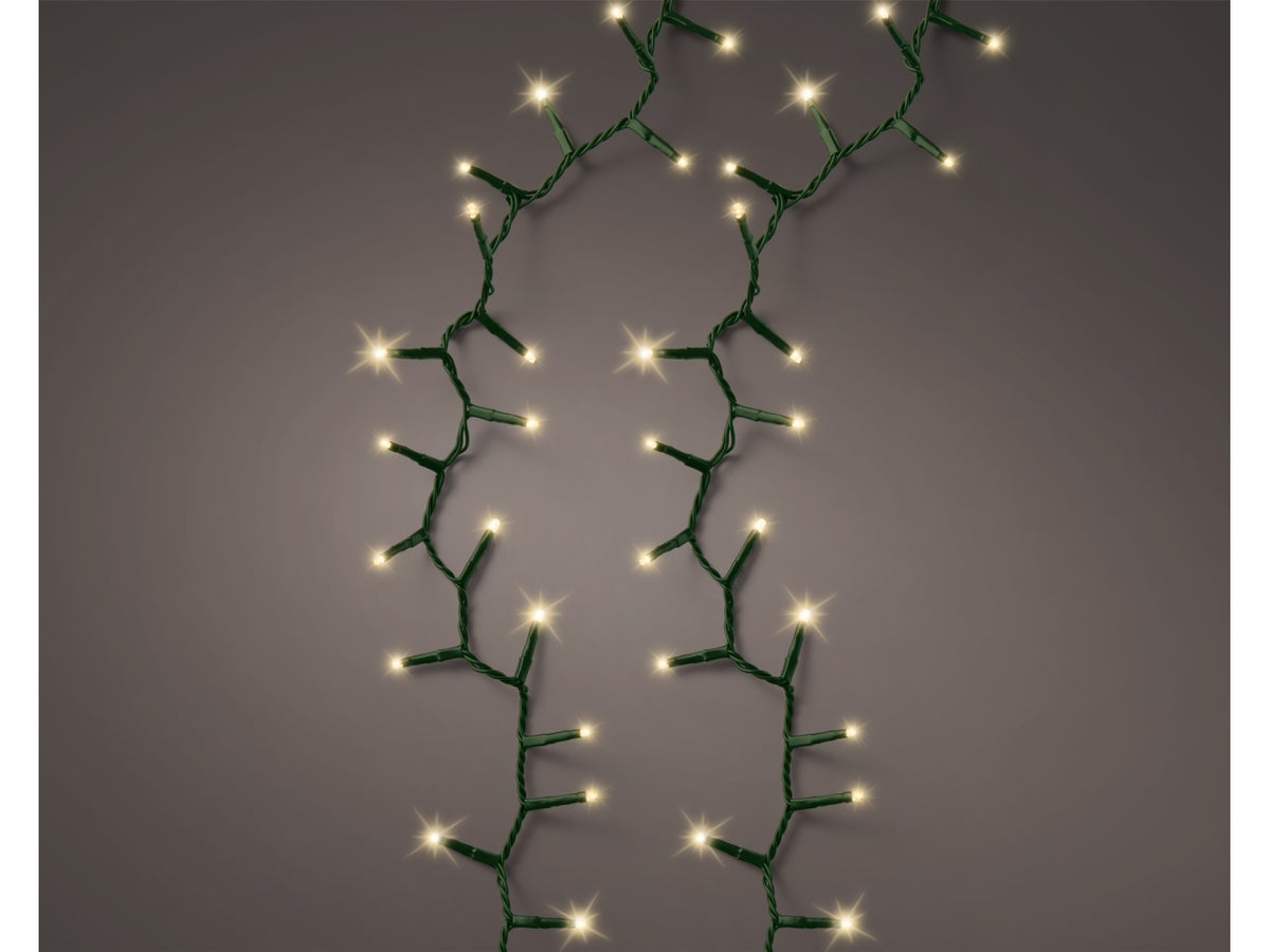 Catena luci 2000led oro soft 8 funzioni 45mt filo verde per uso interno/esterno