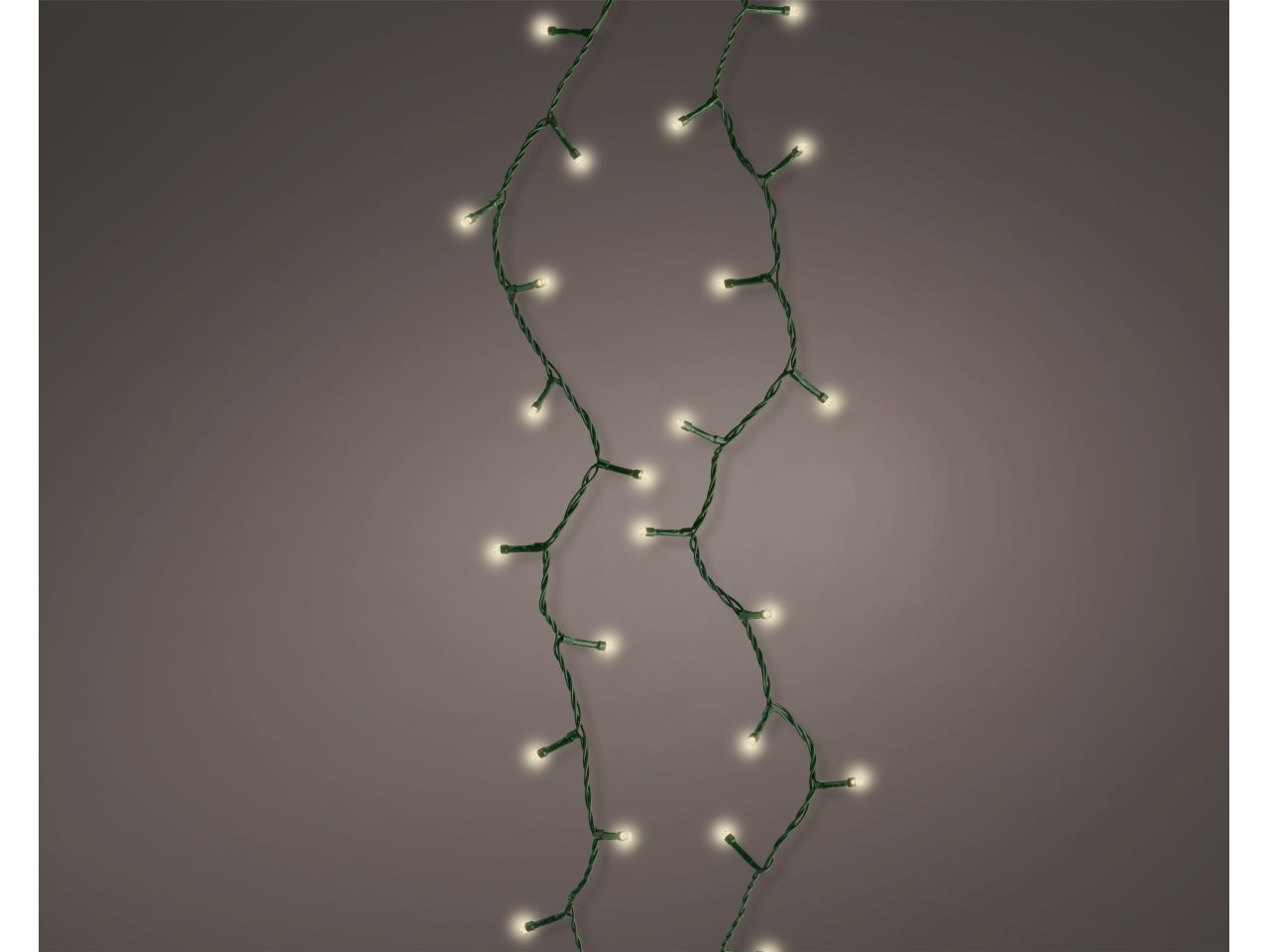 Catena luci 192led bianco caldo 14,3mt filo verde a batteria