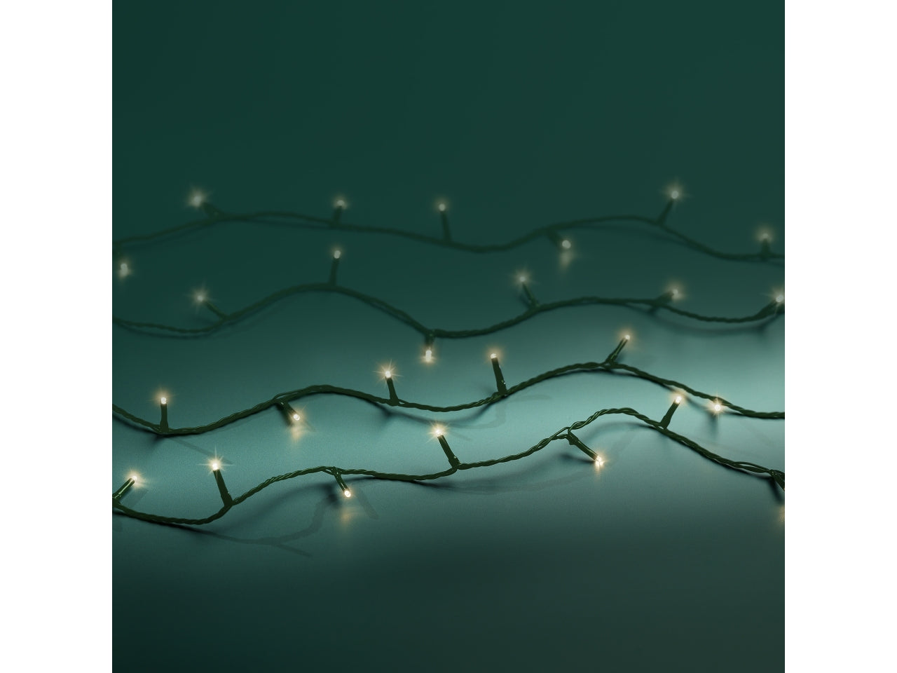 Catena luci 192led bianco caldo 14,3mt filo verde a batteria