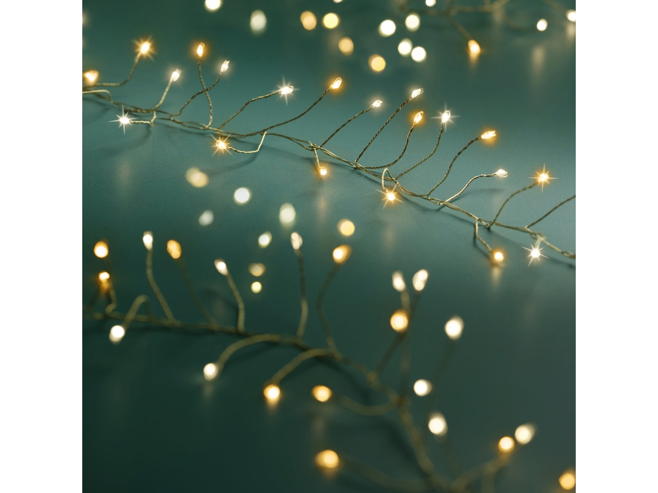 Catena luci con filo metallo oro 960led bianco caldo e bianco freddo 8 funzioni 12mt per uso interno/esterno