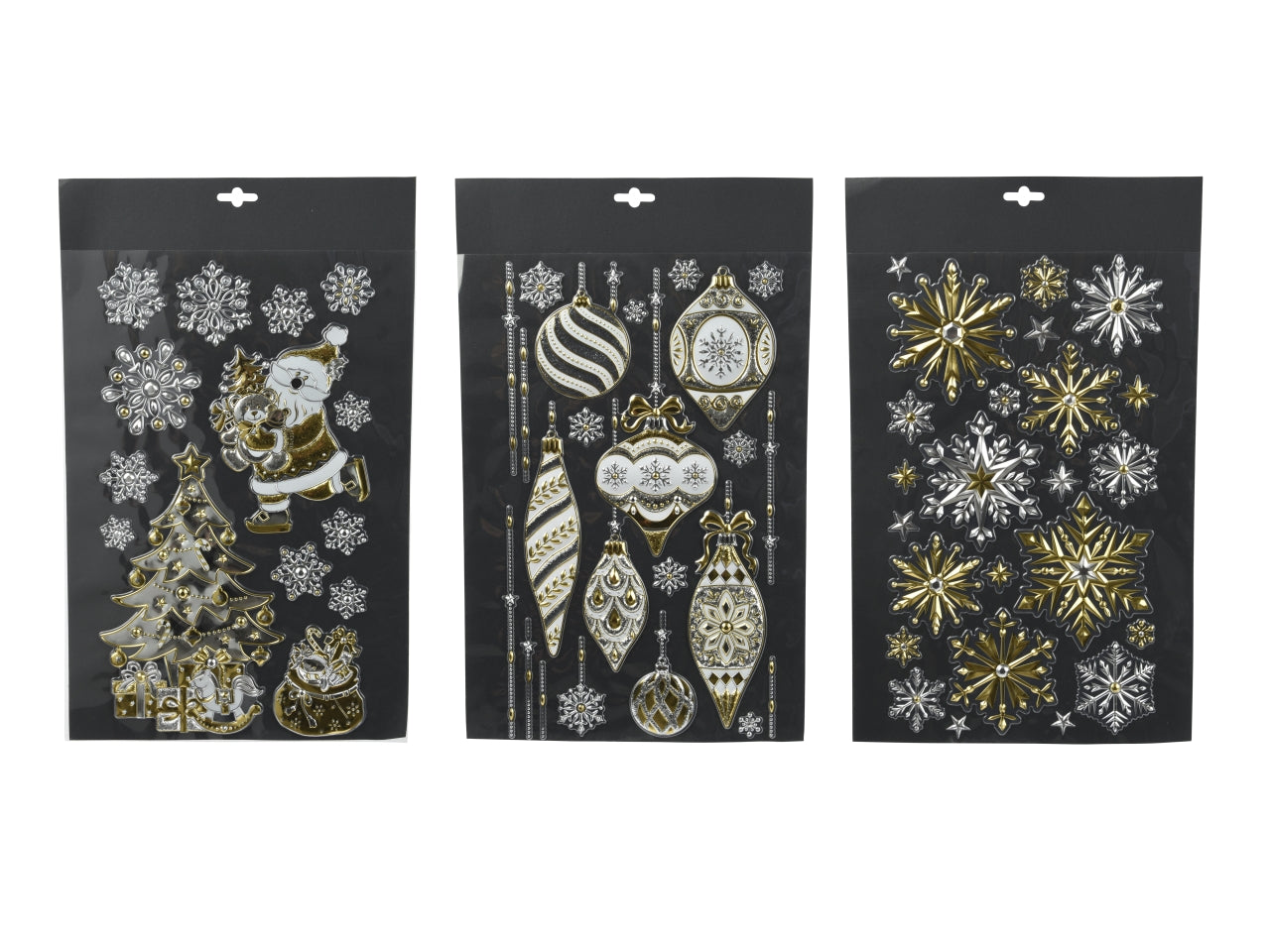 Adesivi natalizi 29x41cm bianco e oro assortiti