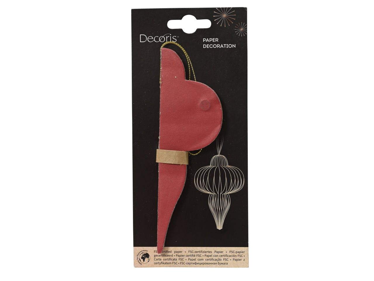 Decorazione goccia in carta 9xh.15cm rosso