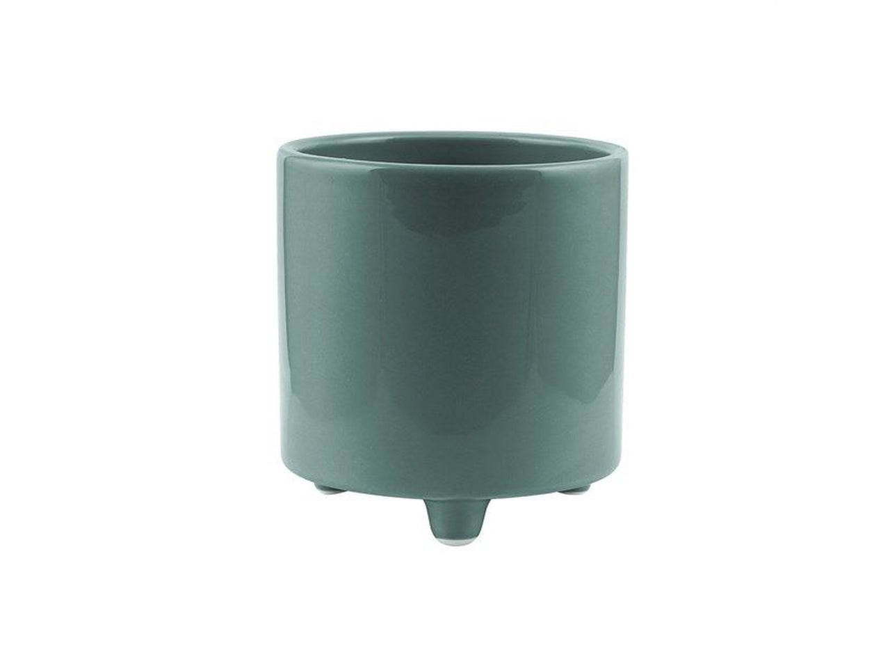 Cilindro ceramica con piede verde petrolio h.77x73mm interno h.60x60mm