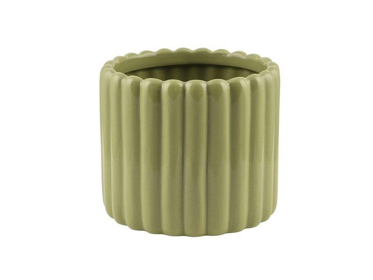 Cilindro rigato ceramica verde h.105x125mm interno h.100x105mm