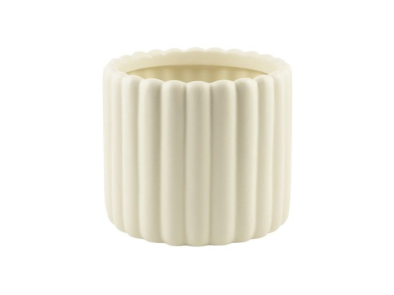 Cilindro rigato ceramica avorio h.125x144mm interno h.116x120mm