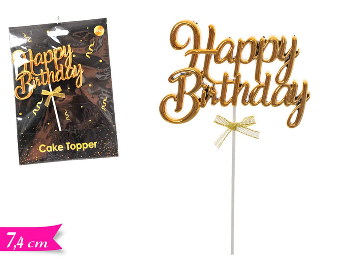 Cake topper happy birthday gold