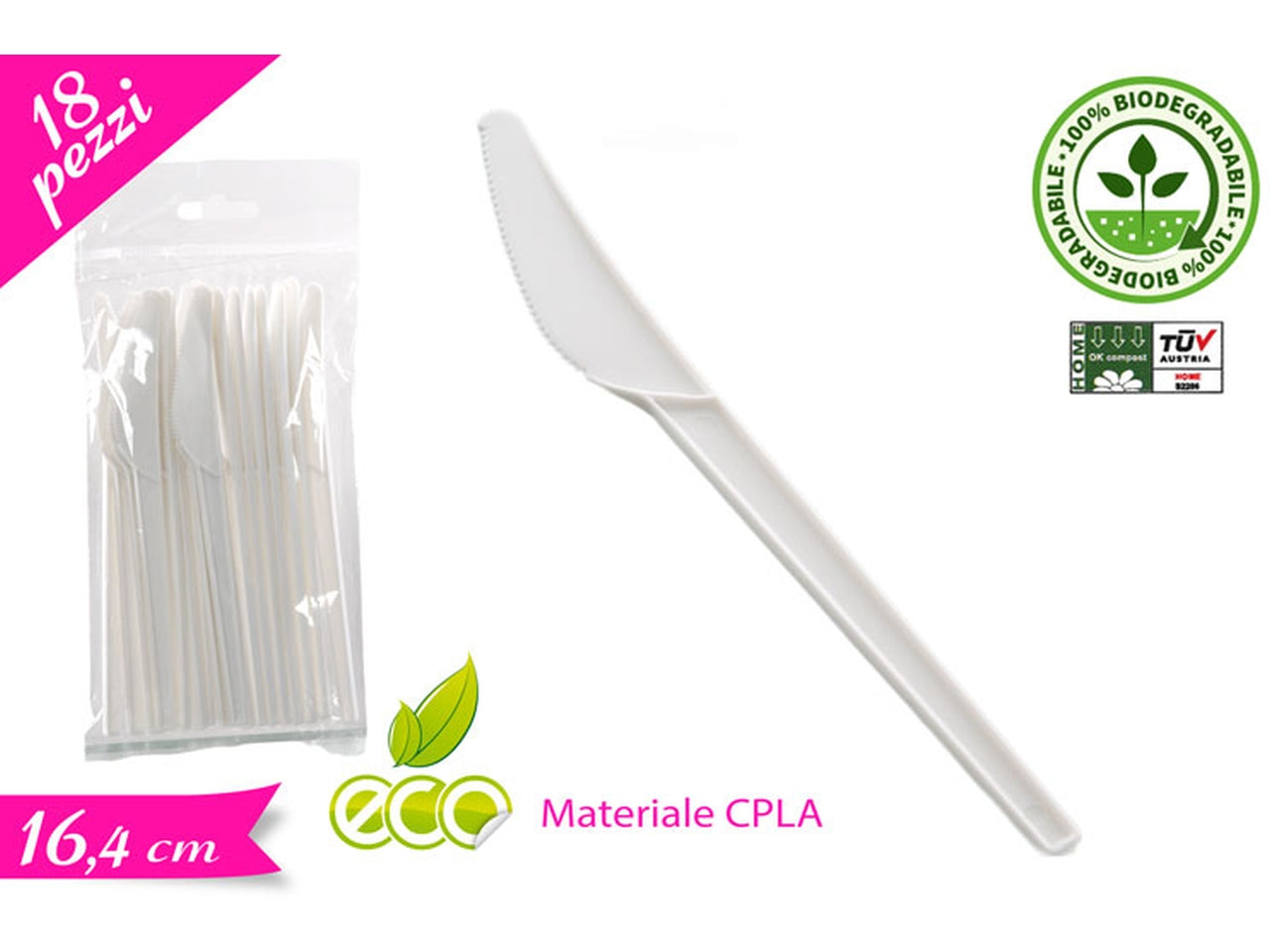 Confezione di 18 coltelli cpla bianchi