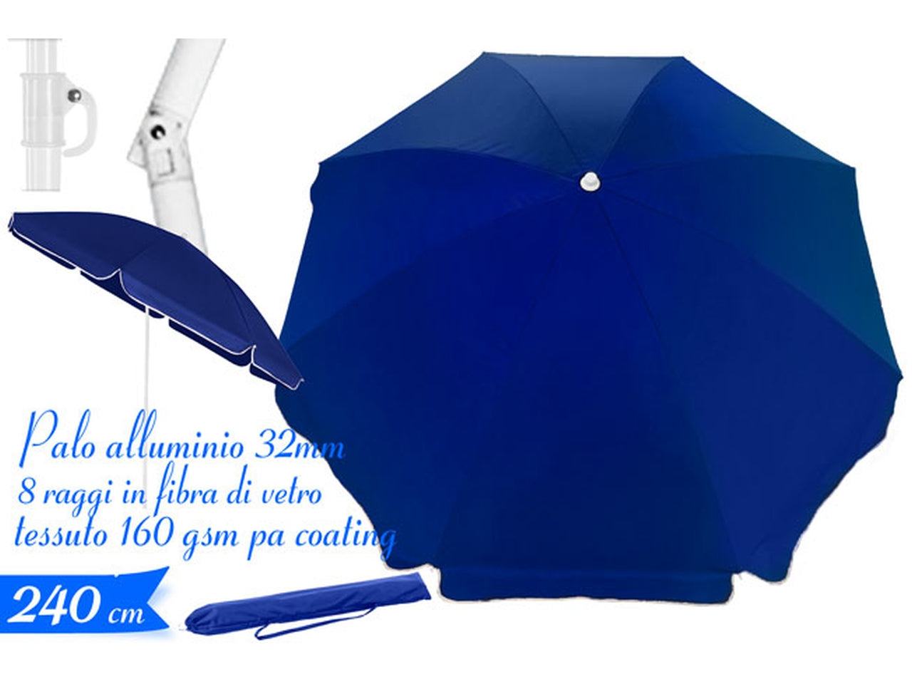 Ombrellone 240/8 32/32mm in alluminio