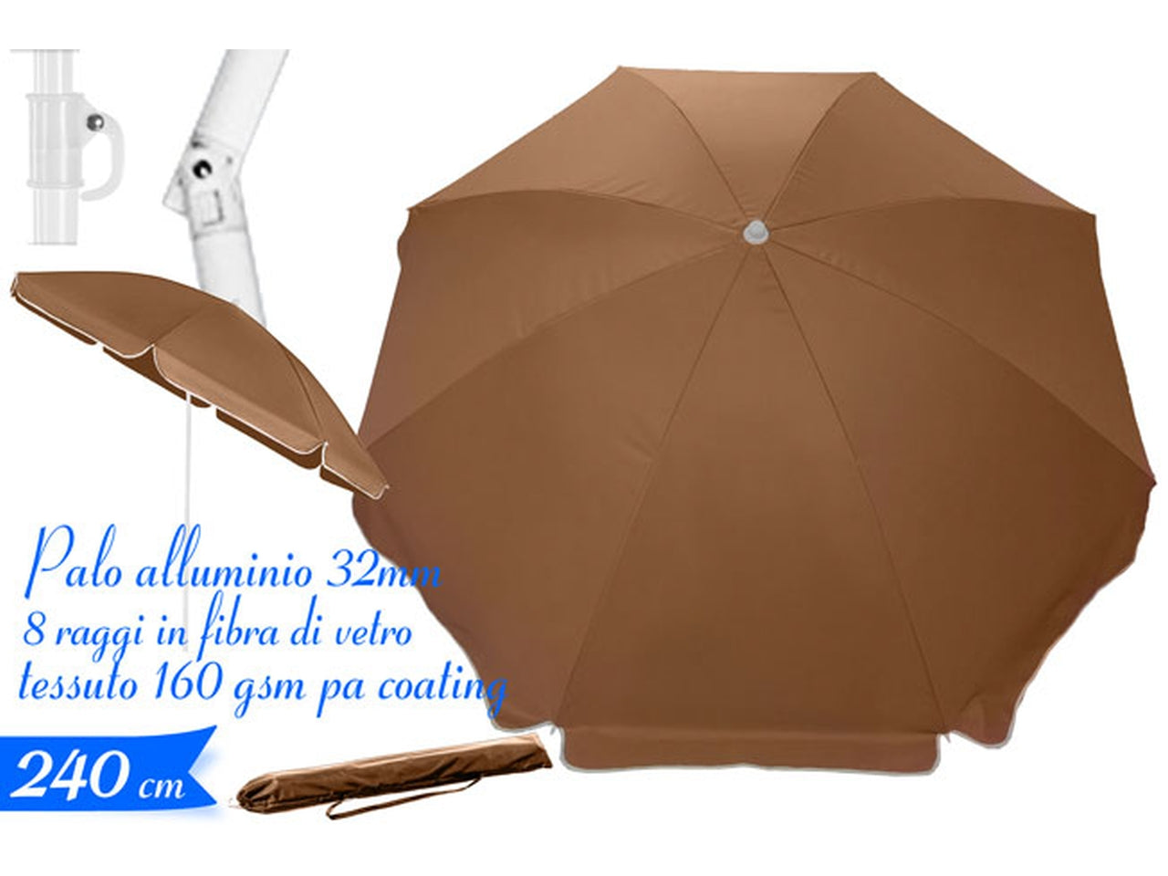 Ombrellone 240/8 32/32mm in alluminio