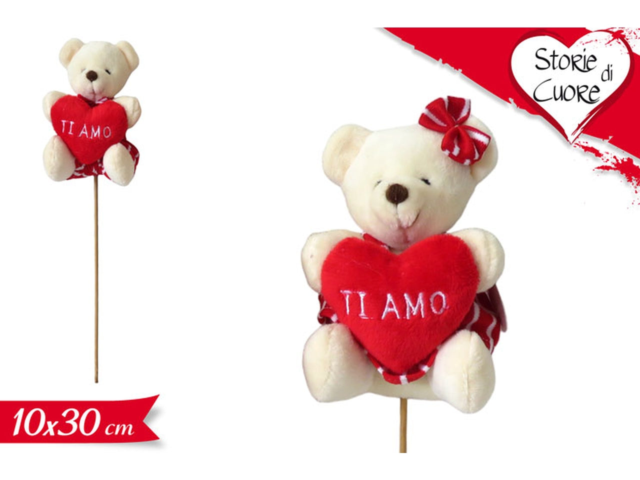 Orso con cuore rosso su stecco