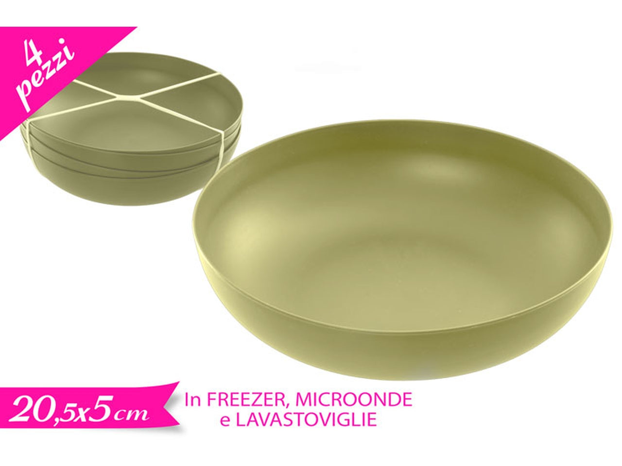 Set 4 coppette in plastica riutilizzabile, colore verde vivace per dessert e aperitivi$