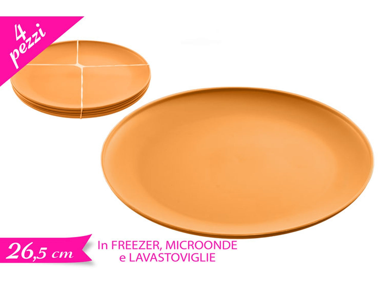 Set 4 piatti in plastica riutilizzabile, colore ocra elegante ideali per tavola e outdoor$
