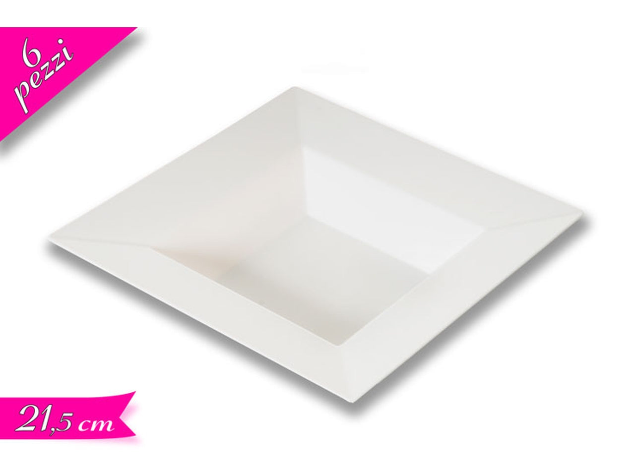 Set 6 piatti quadrati fondi in plastica $