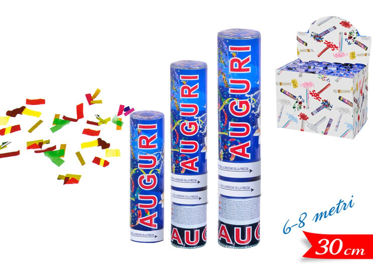 Spara coriandoli auguri 30cm