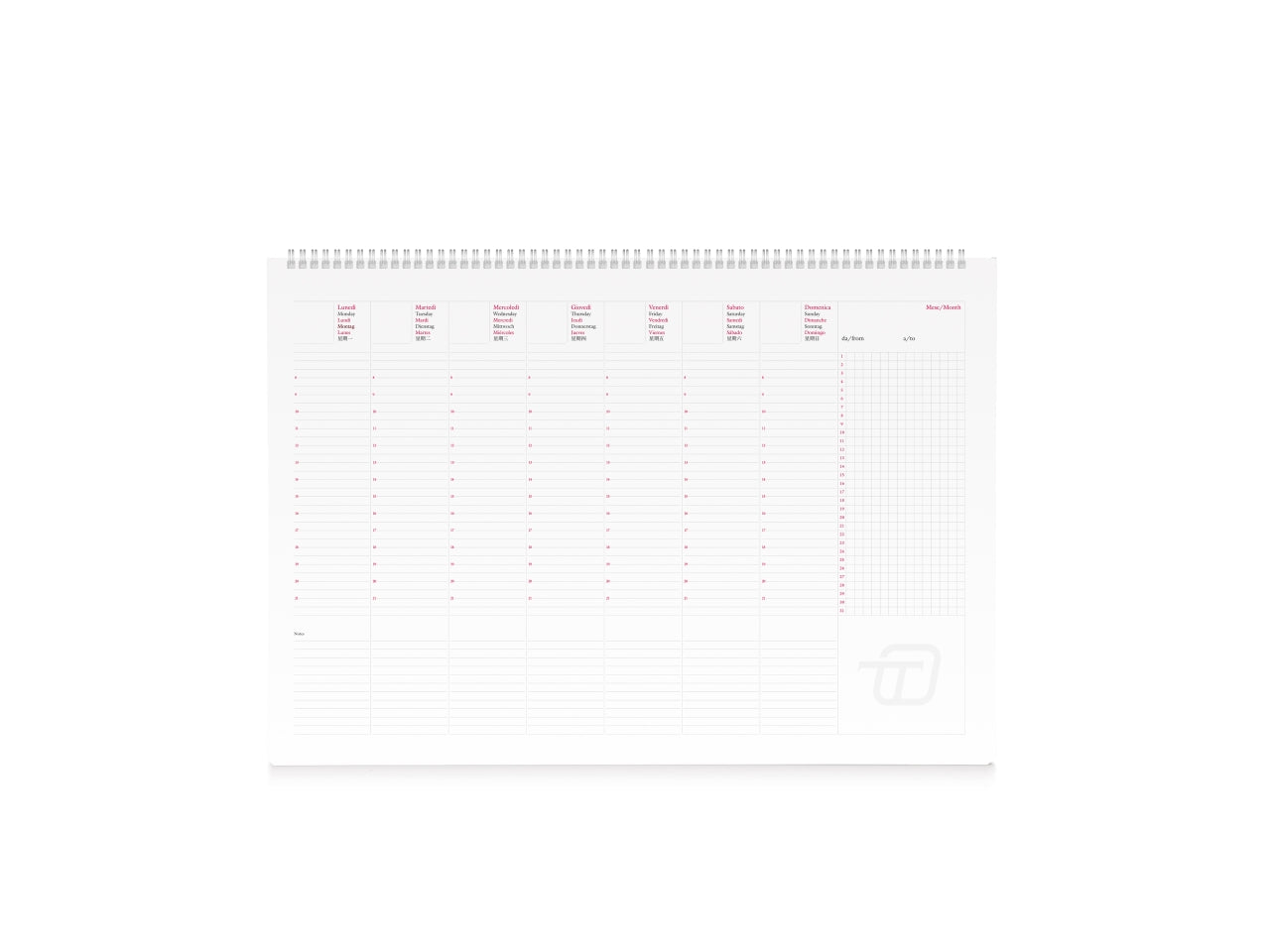 Planning settimanale maxi 50x35cm spiralato perpetua in colori assortiti