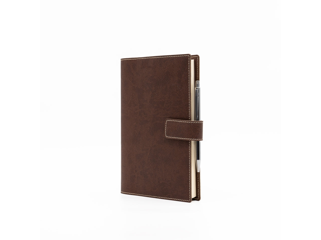 Agenda timeless 2026 15x21cm con laccio in similpelle marrone