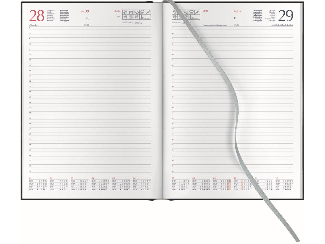 Agenda 2026 21x29,7cm giornaliera gommata nera
