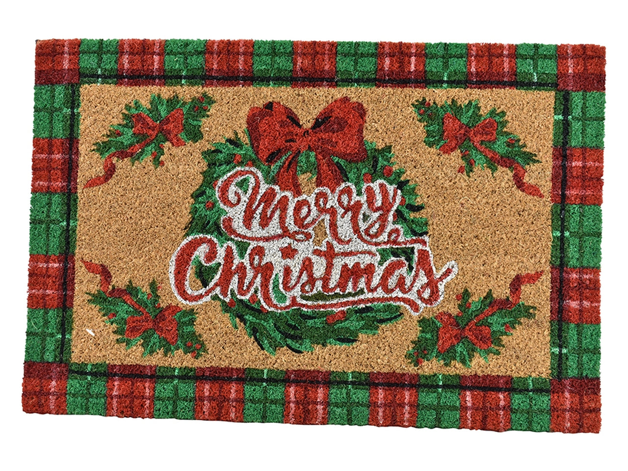 Zerbino natalizio 40x60x1,5cm rosso e beige