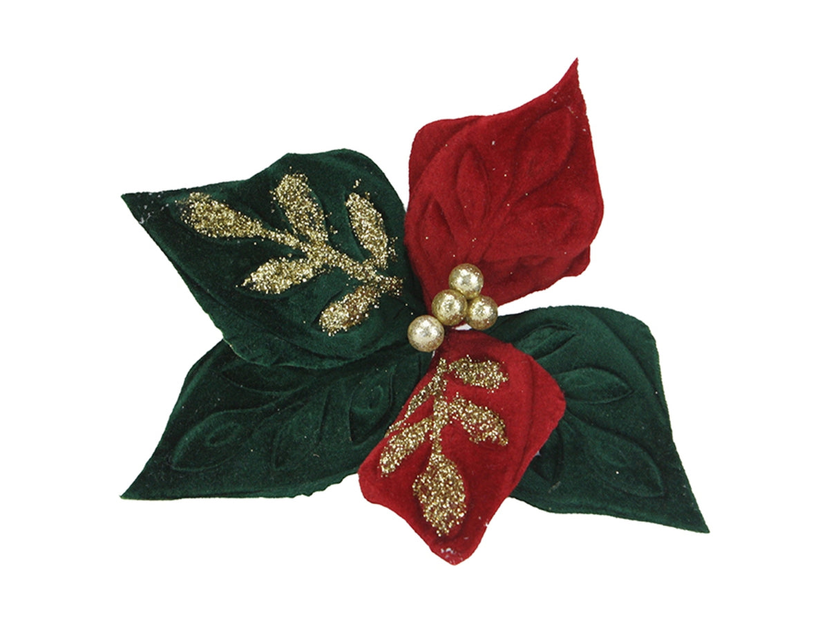 Fiore small con 5 petali verde e rosso