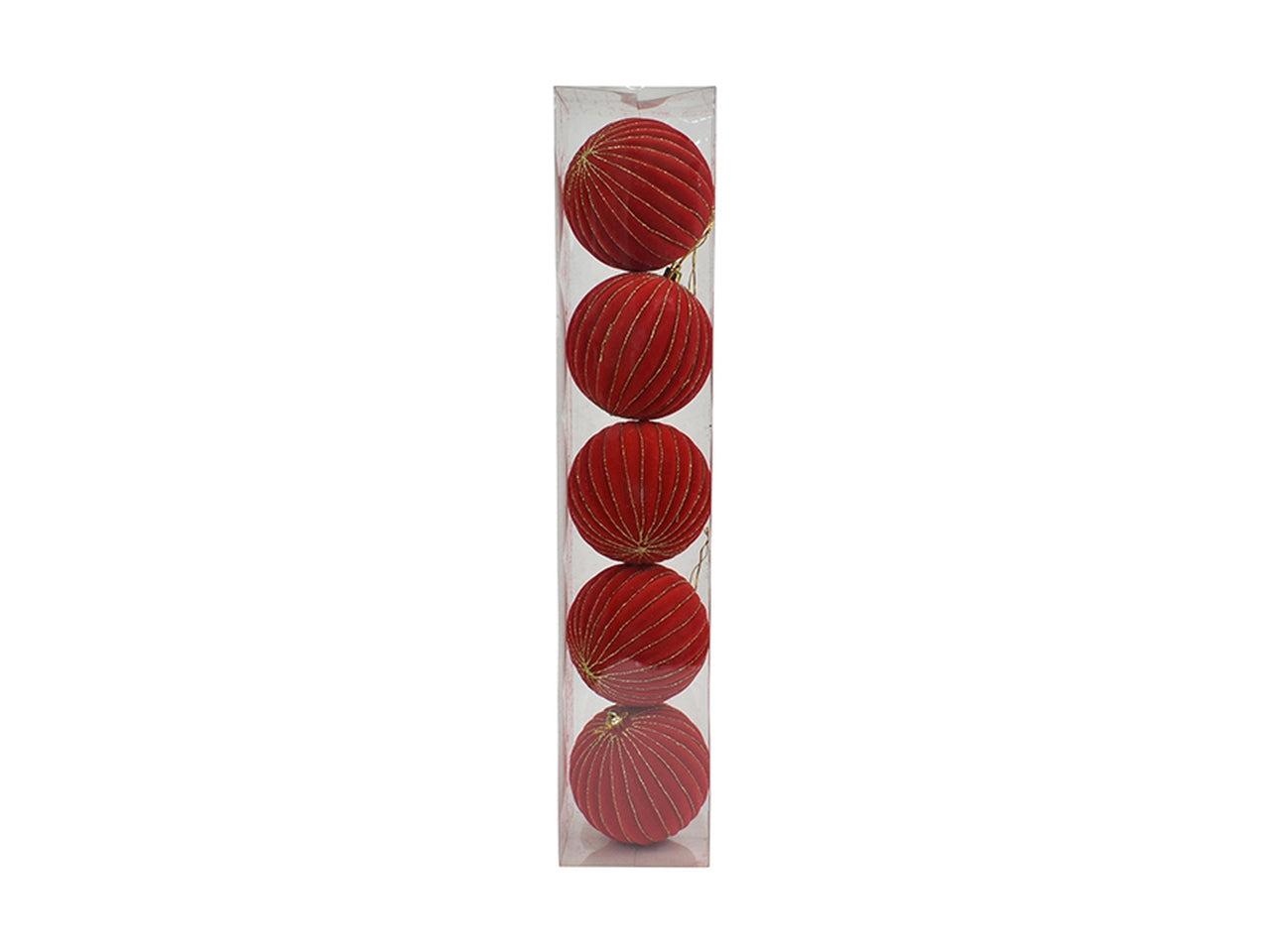Palla 10cm in confezione da 5 pezzi rosso a spicchi oro
