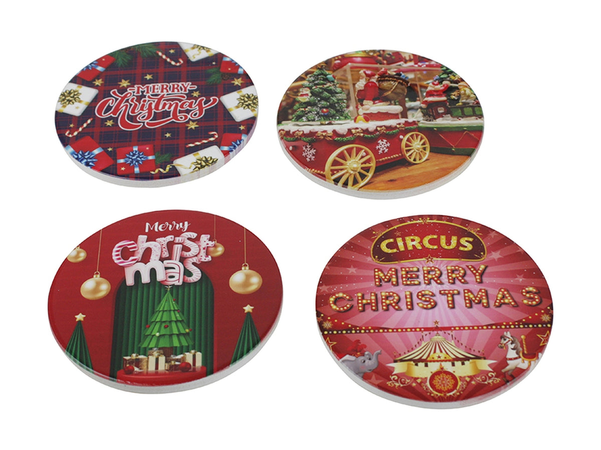 Sottobicchiere tondo in ceramica 10,8cm in 4 fasntasie assortite