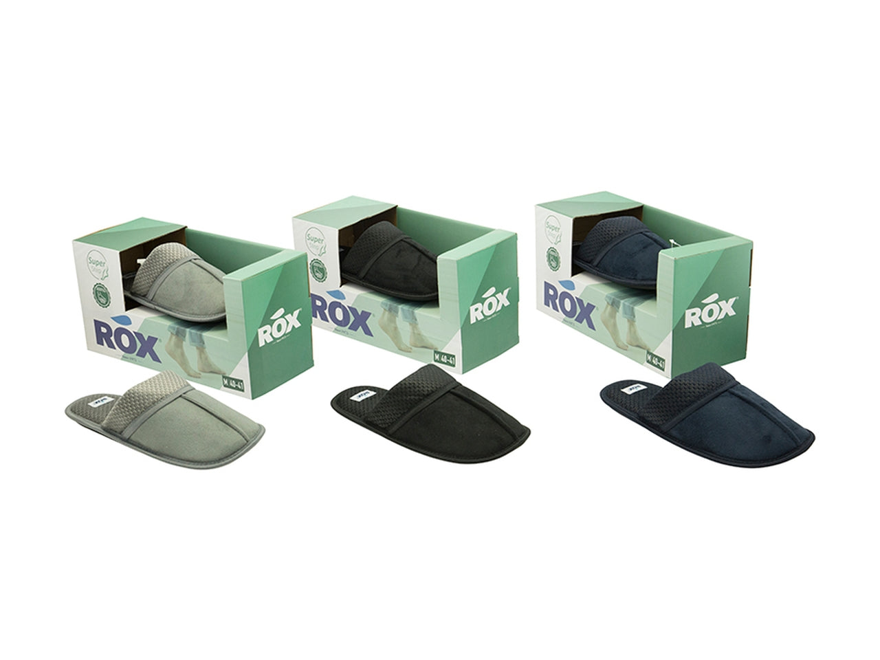 Pantofola rox da uomo taglia dalla 41alla 46 in scatola, colori assortiti
