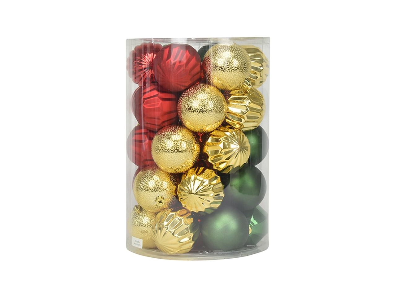 Palla 8cm in confezione da 34 pezzi rosso, oro e verde