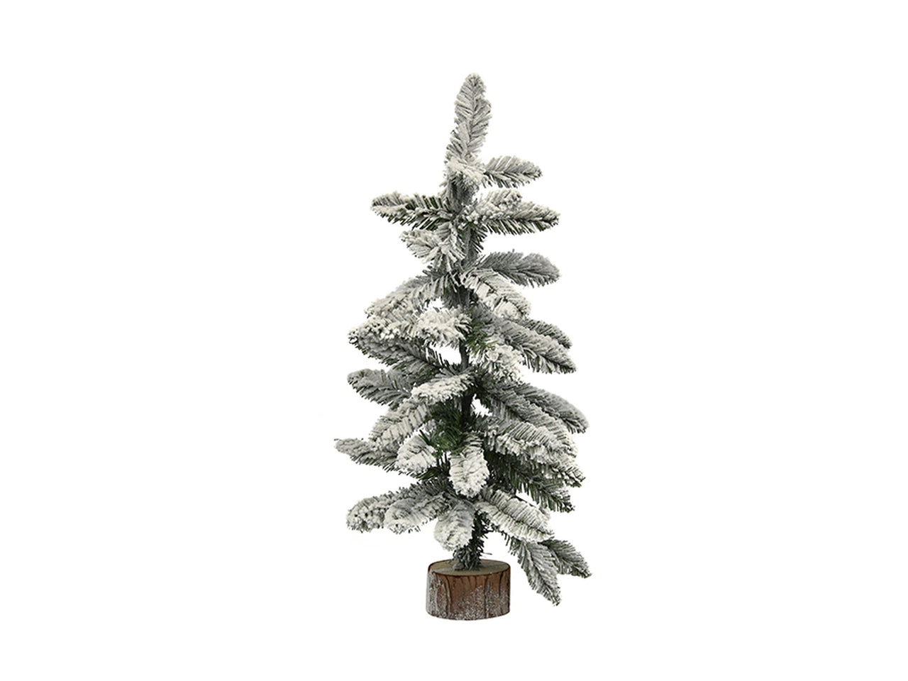 Albero 90cm innevato 90 rami con base legno