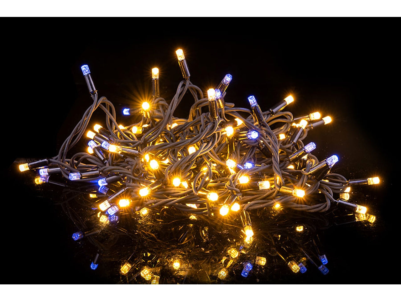 Catena luci 100 led bianco caldo flash 10mt per uso esterno