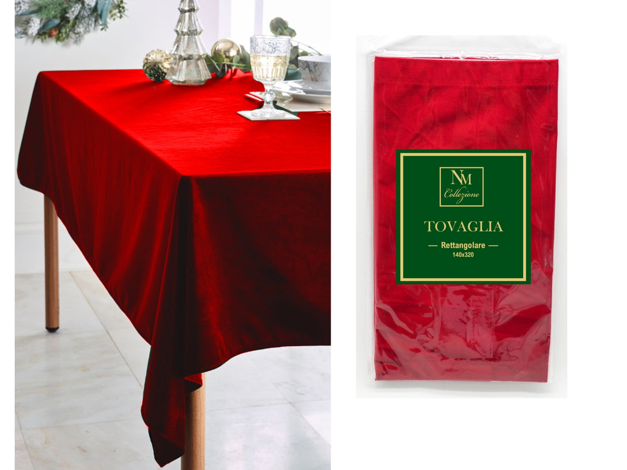 Tovaglia 140x320cm in velluto rosso