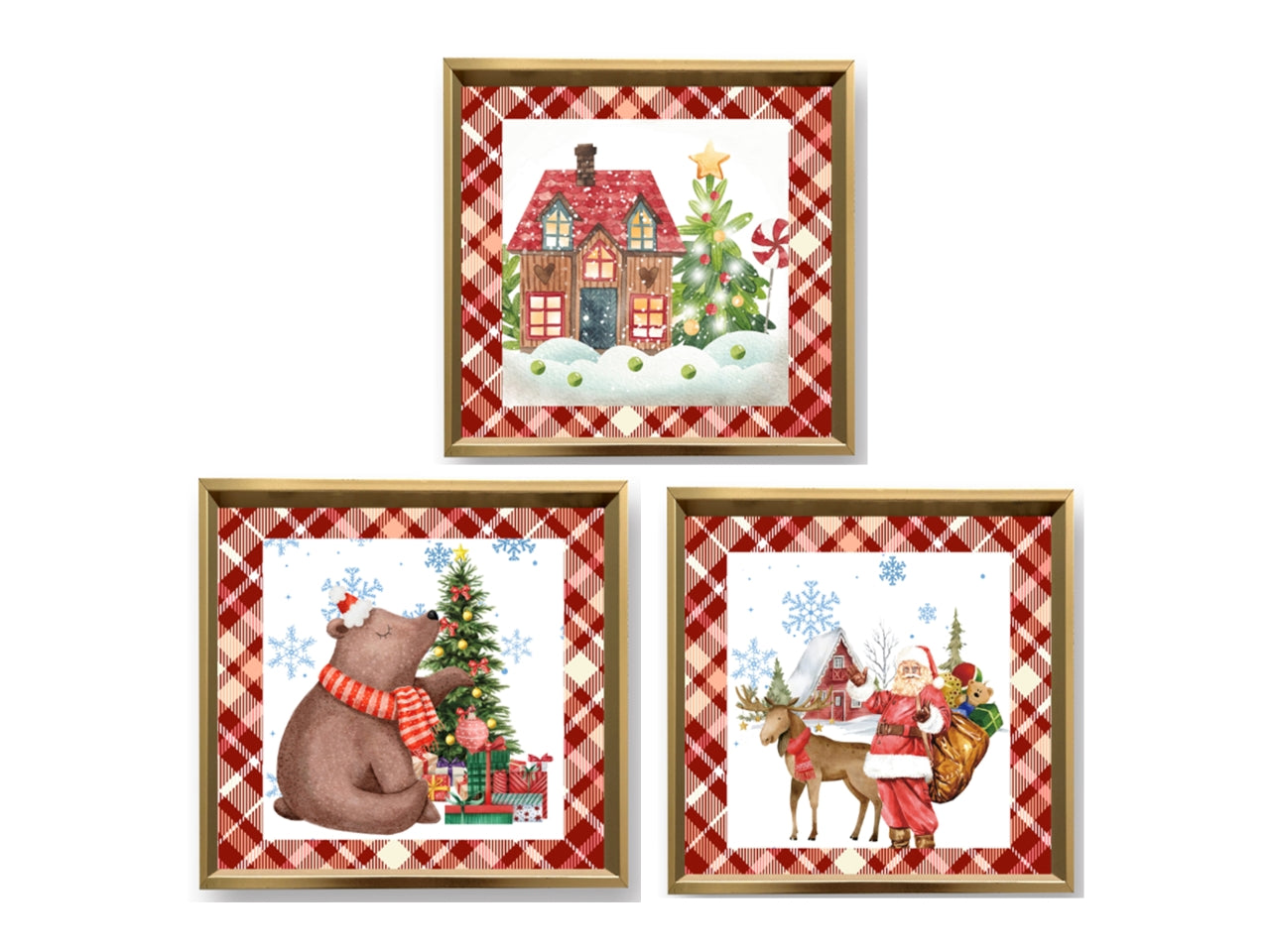 Vassoio mdf quadrato 30x30x3,5cm con bordo oro, disegni assortiti