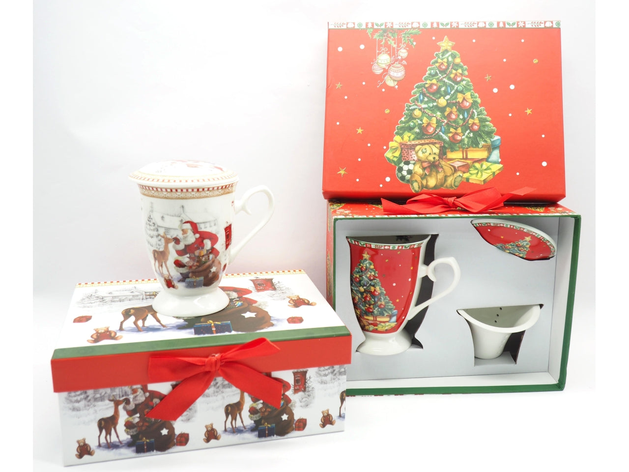 Tisaniera natalizia con filtro di ceramica in scatola regalo