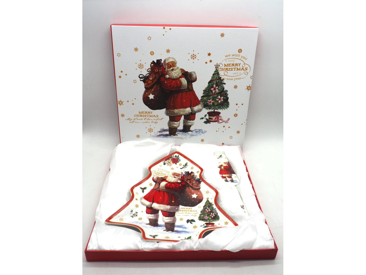 Piatto albero 30cm con paletta e scatola regalo