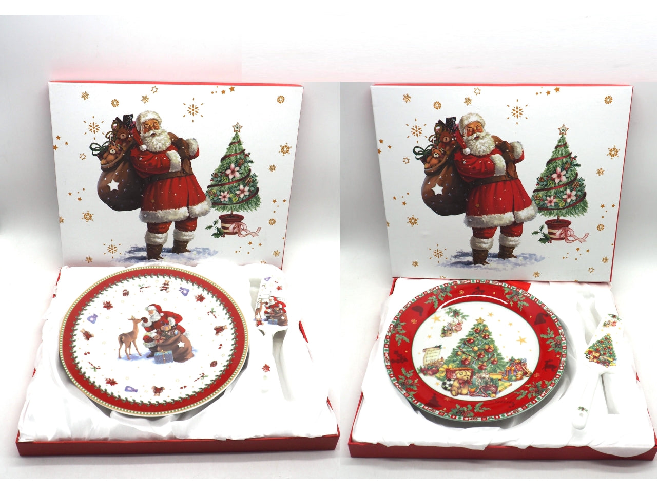 Piatto 27cm natalizio con paletta in scatola da regalo, decori assortiti