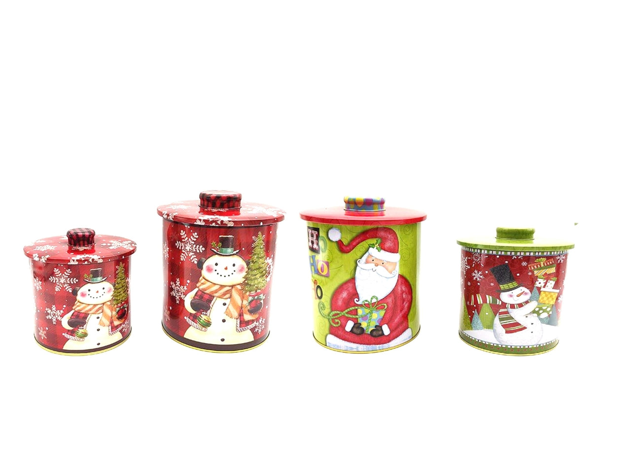 Scatole rotonde 2 pezzi in latta con coperchio decori assortiti