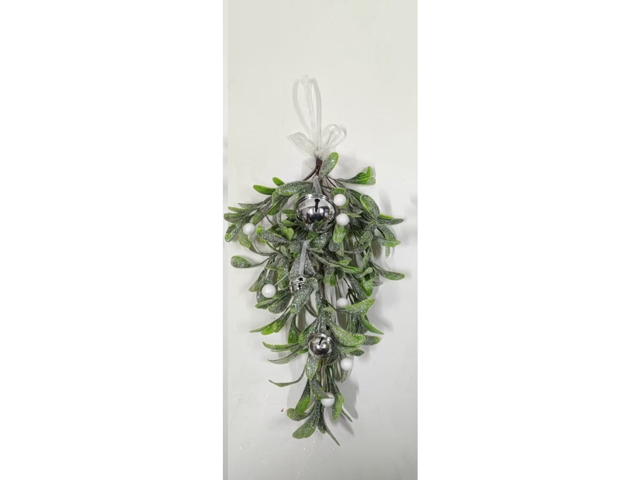 Dietroporta 38cm foglie glittercon sonagligi argento
