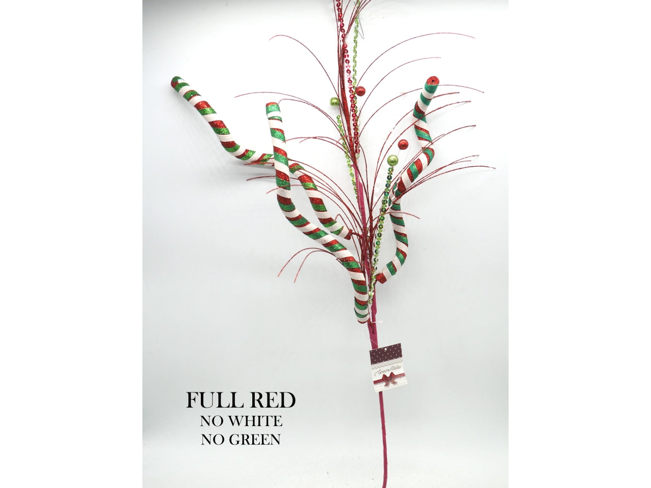 Ramo 95cm rosso con decori stick ricci