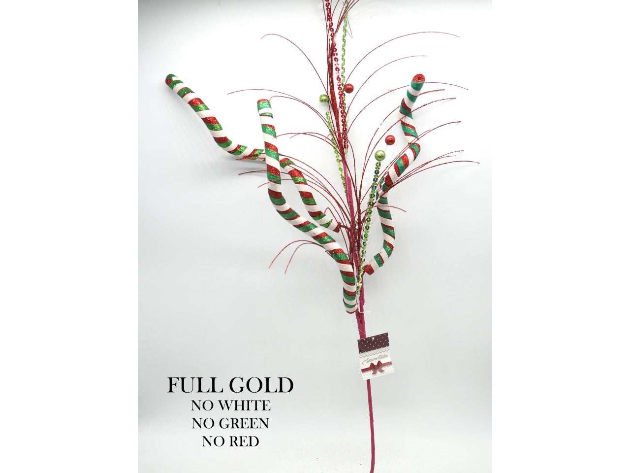 Ramo 95cm oro con decori stick ricci