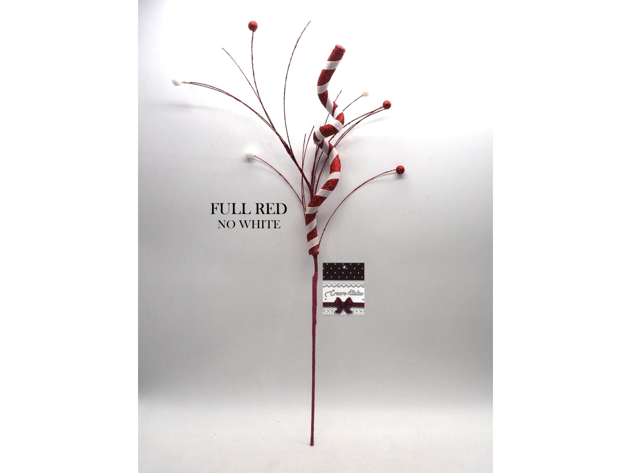 Ramo 66cm rosso con decori stick ricci