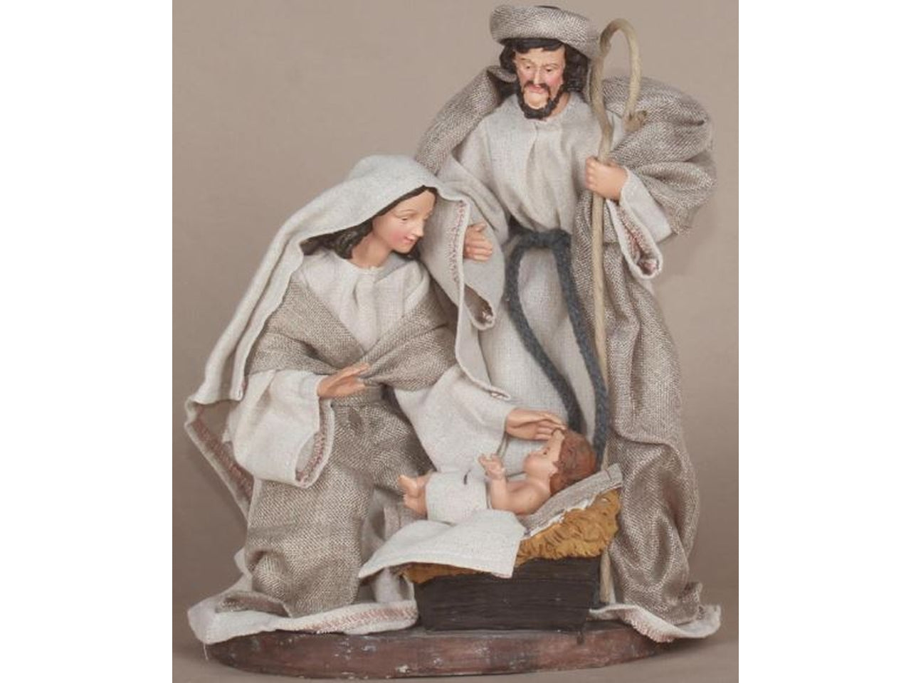 Nativita' 3 pezzi con vestito in stoffa 22x18h.30cm