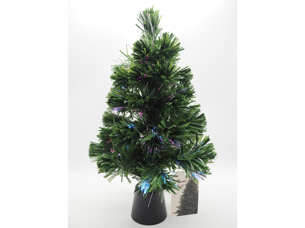 Albero 60cm verde con fibre ottiche multicolor, 50tips