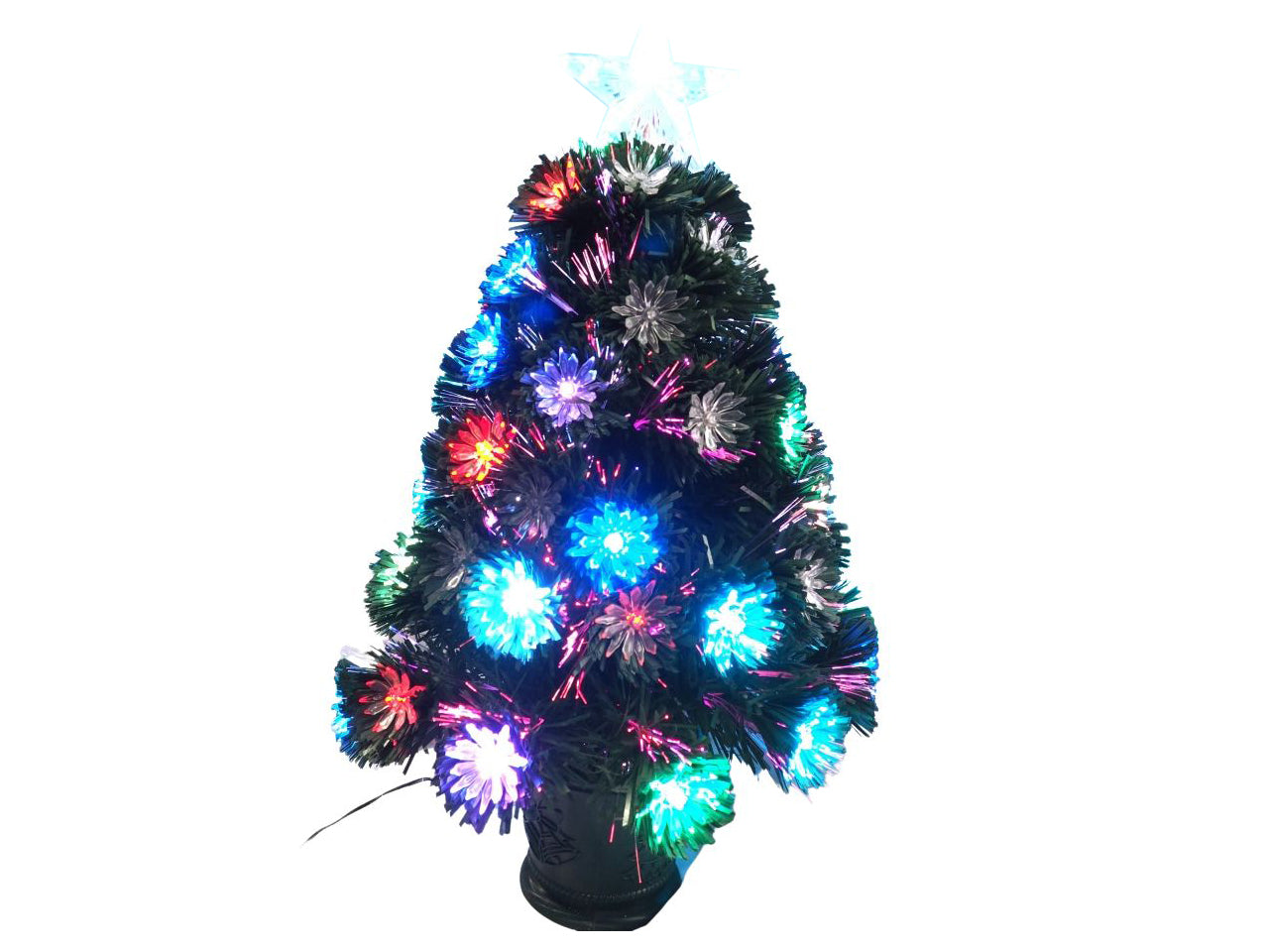 Albero 60cm verde 60tips con 60led e stella in punta
