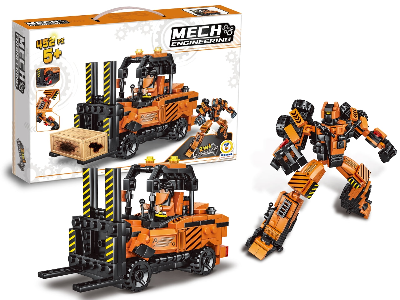 Costruzioni click clack muletto transformer2 in 1 confezioni da 452 pz